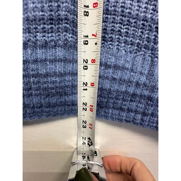 Aerie Blue Half Zip Waffle Knit Sweater XS โ Cozy Chunky Collared Pullover - Picture 7 of 10